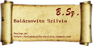 Balázsovits Szilvia névjegykártya